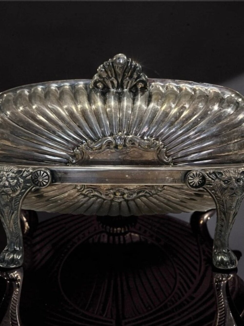 F.B. Rogers Silver Plate Antique Hinged Butter Dish with Lions Head Legs